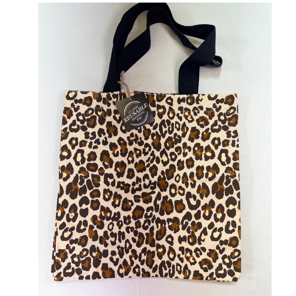 Leopard Print Canvas Reusable Shopping Bag Tote Marshalls NWT Animal Print Tan‎
